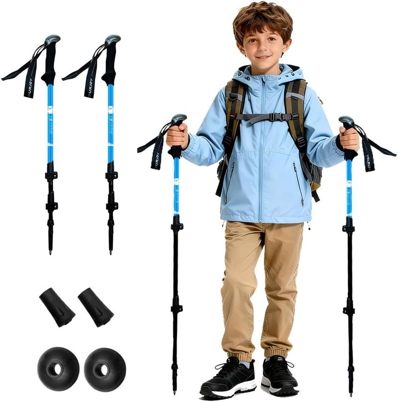 yourjoy Hiking Trekking Poles for Kids, 2 Pack Anti Shock, Adjustable, Collapsible Hiking Poles for Trekking or Walking, Lightweight Aluminum Sticks - Image 1